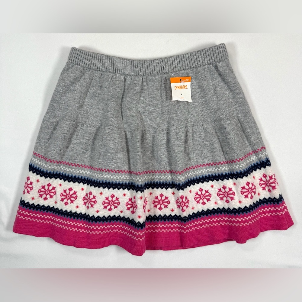 NWT GYMBOREE Girls’ Fair Isle Winter Grey Knit Snowflake Skater Skirt Size 6